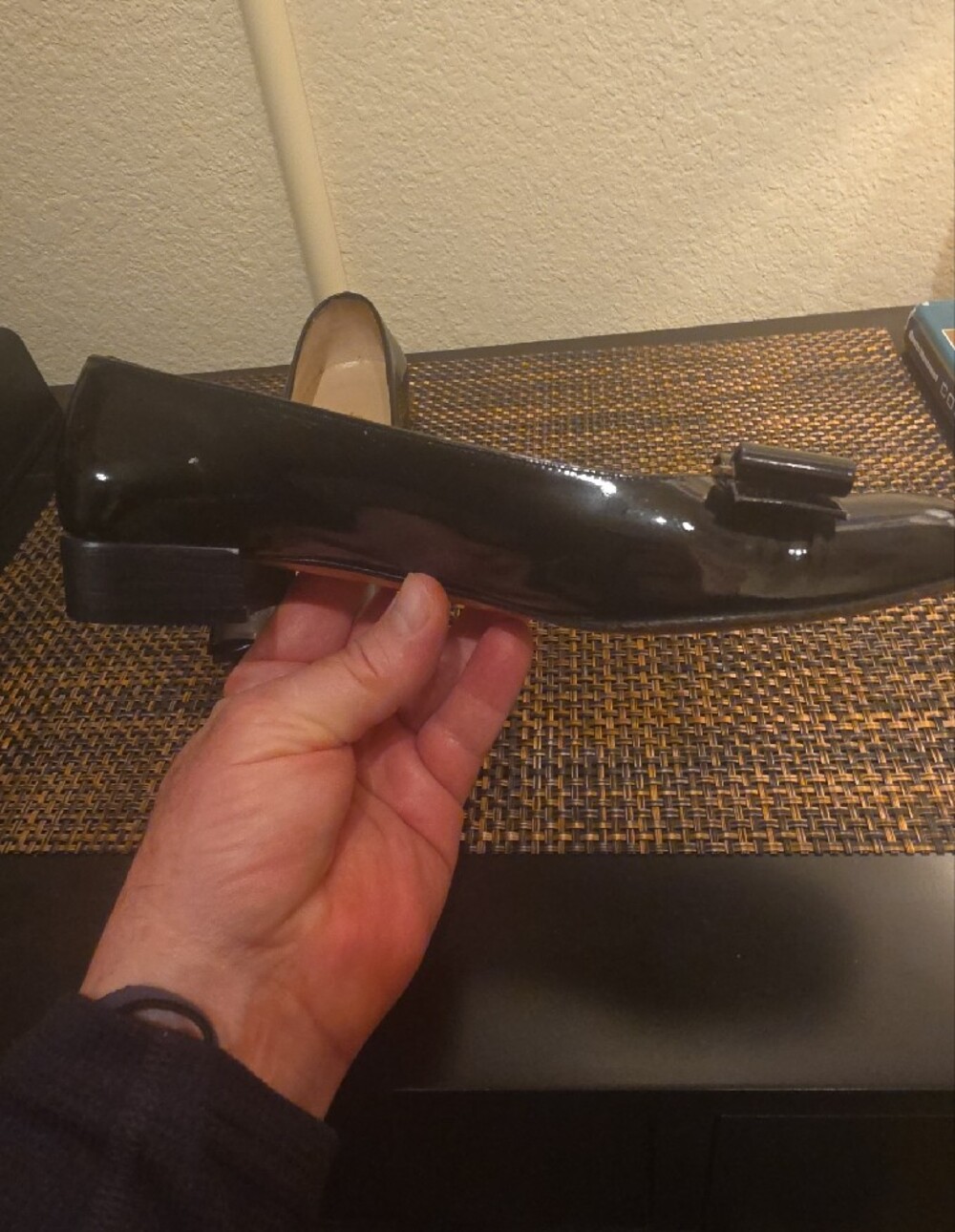 Salvatore Ferragamo Black Patent Vara Bow Flats with Gold Plaque - Picture 10 of 14
